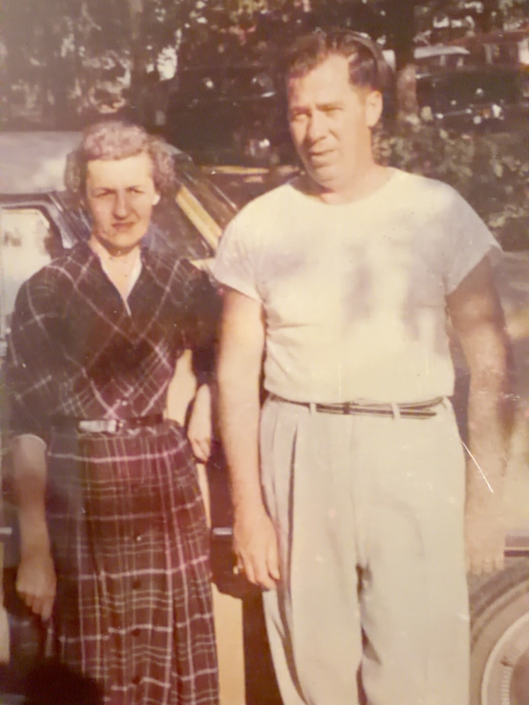 Viola and Frank Samuel standing together outdoors.